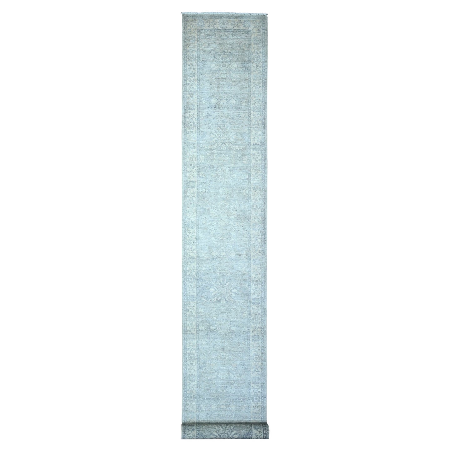 2'5"X17'10" Harbor Gray Natural Dyes Fine Peshawar Xl Runner Oriental Rug