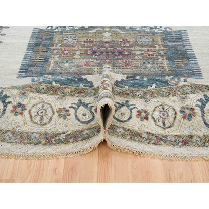 12'X12' Ivory Hand Knotted Reimagined Viss Design Natural Wool Round Rug