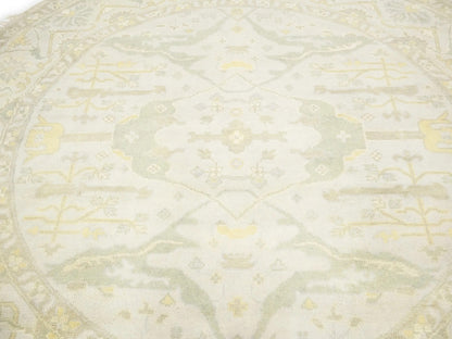 Hand-Knotted Cream Round Oushak Chobi Oriental