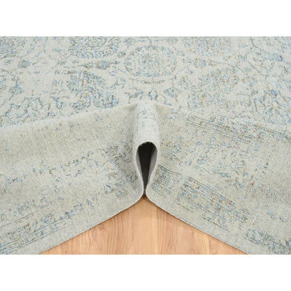 12'X15'1" Gray Wool And Silk Jacquard Hand Loomed Tebraz Oversized Rug
