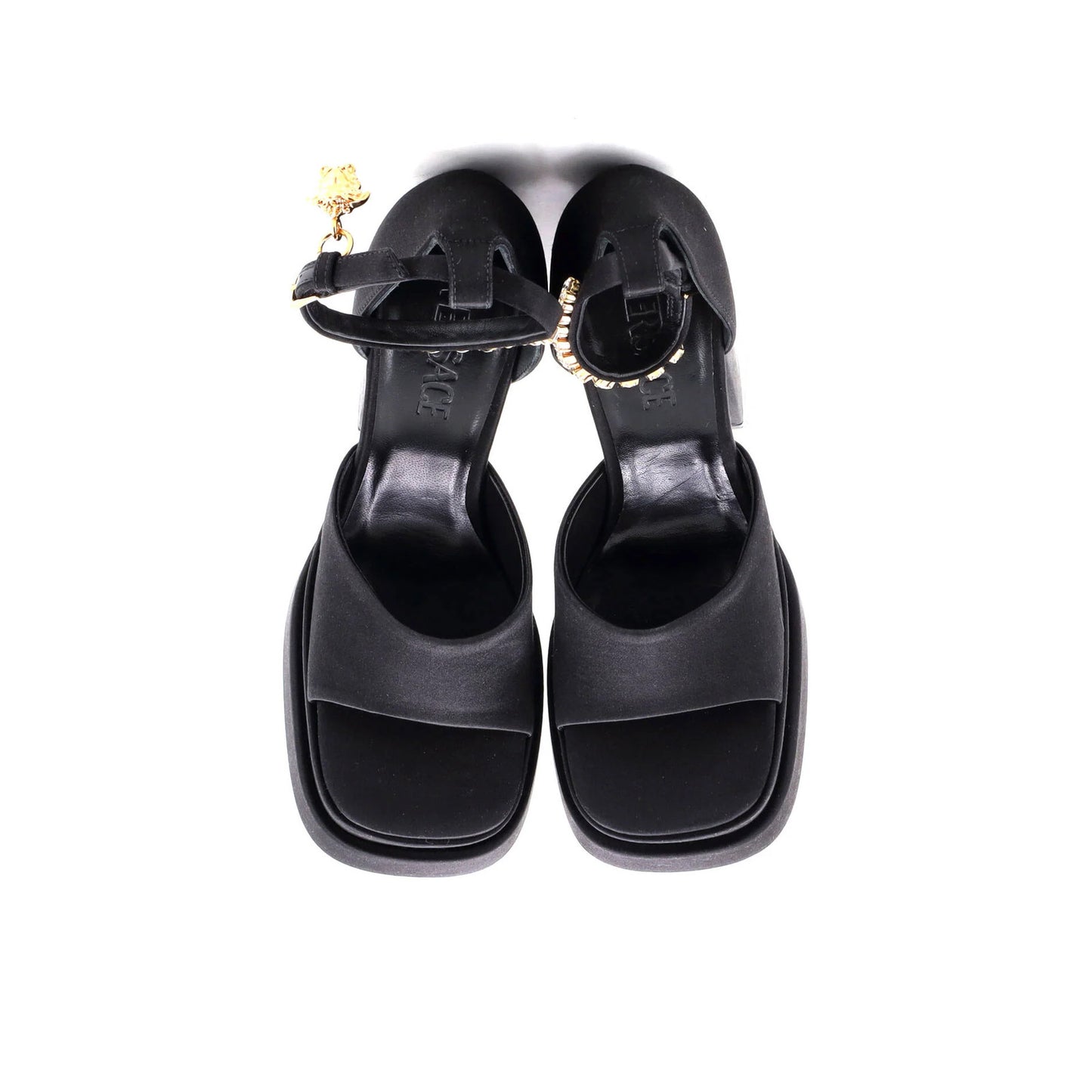 Versace Women'S Medusa Aevitas Platform Sandals Satin With Crystals