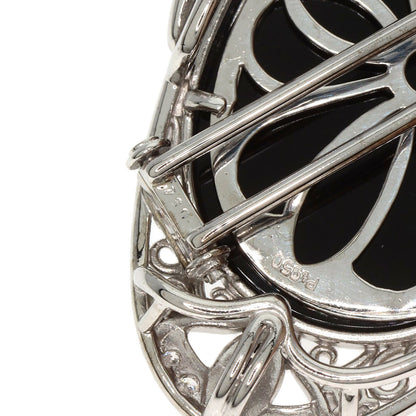 0.4Ct Agate Cameo Diamond Brooch Platinum Pt950