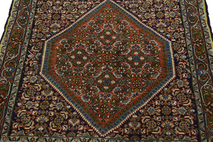 250 Kpsi Navy Orange Floral Square Rug Small