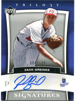 Zack Greinke Upper Deck Trilo3Y Generations Present Signatures 084/199