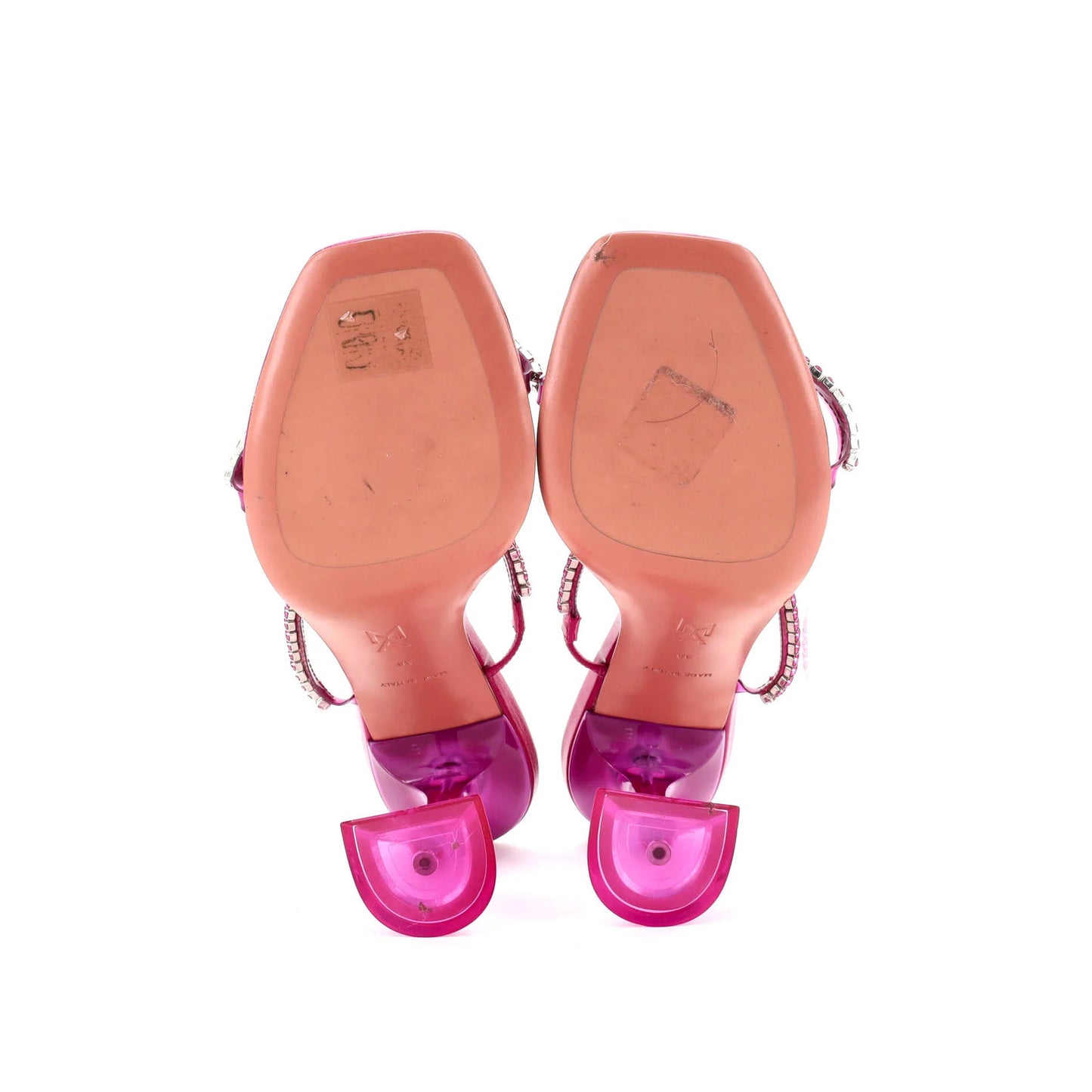 Amina Muaddi Women'S Gilda Heeled Sandals Leather With Crystals 105