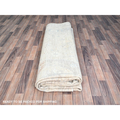 9'10"X13'10" Dove White Peshawar Natural Dyes Oriental Rug