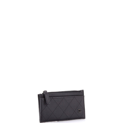 Chanel So Black Cc Zip Card Holder Quilted Lambskin