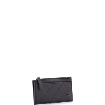 Chanel So Black Cc Zip Card Holder Quilted Lambskin