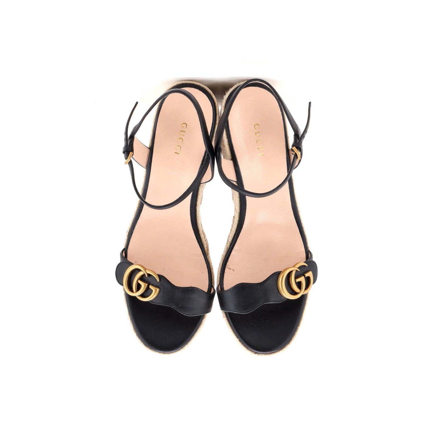 Gucci Women'S Gg Marmont Wedge Espadrille Sandals Leather