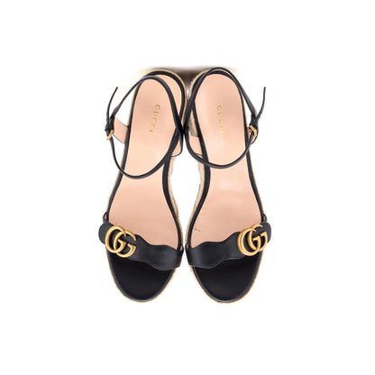 Gucci Women'S Gg Marmont Wedge Espadrille Sandals Leather