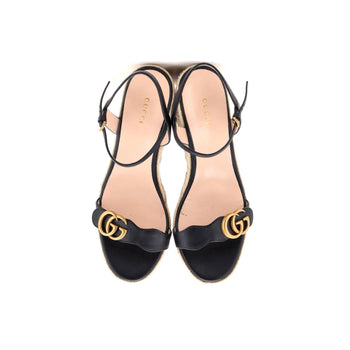 Gucci Women'S Gg Marmont Wedge Espadrille Sandals Leather