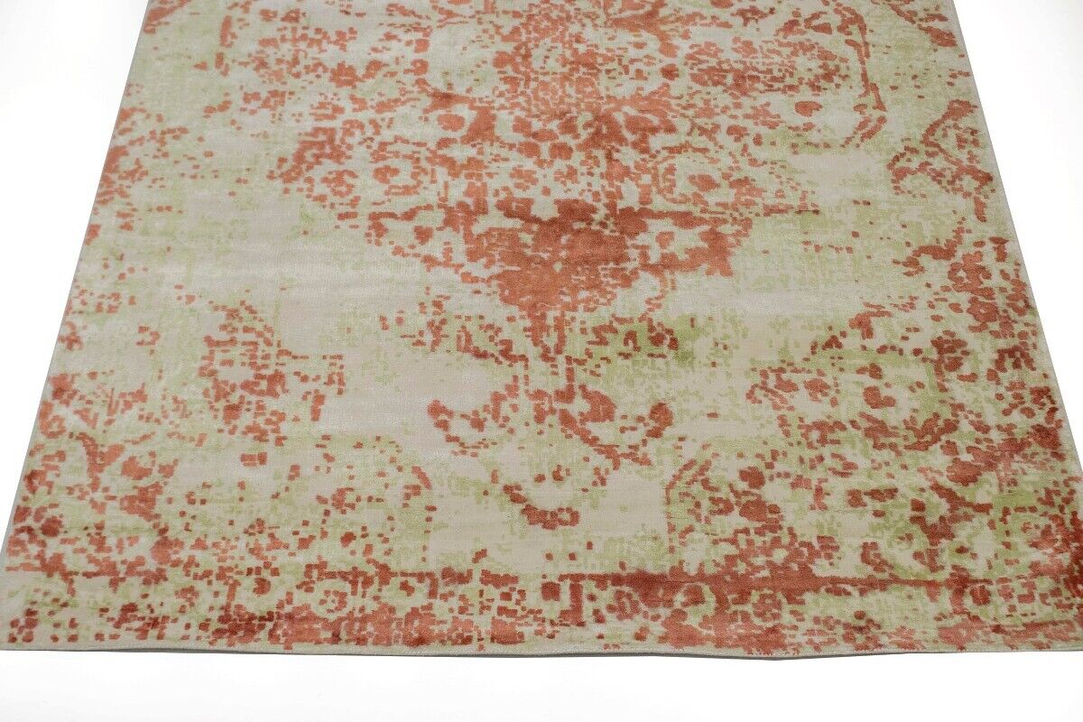 Modern Distressed Oriental Rug Floral Medallion