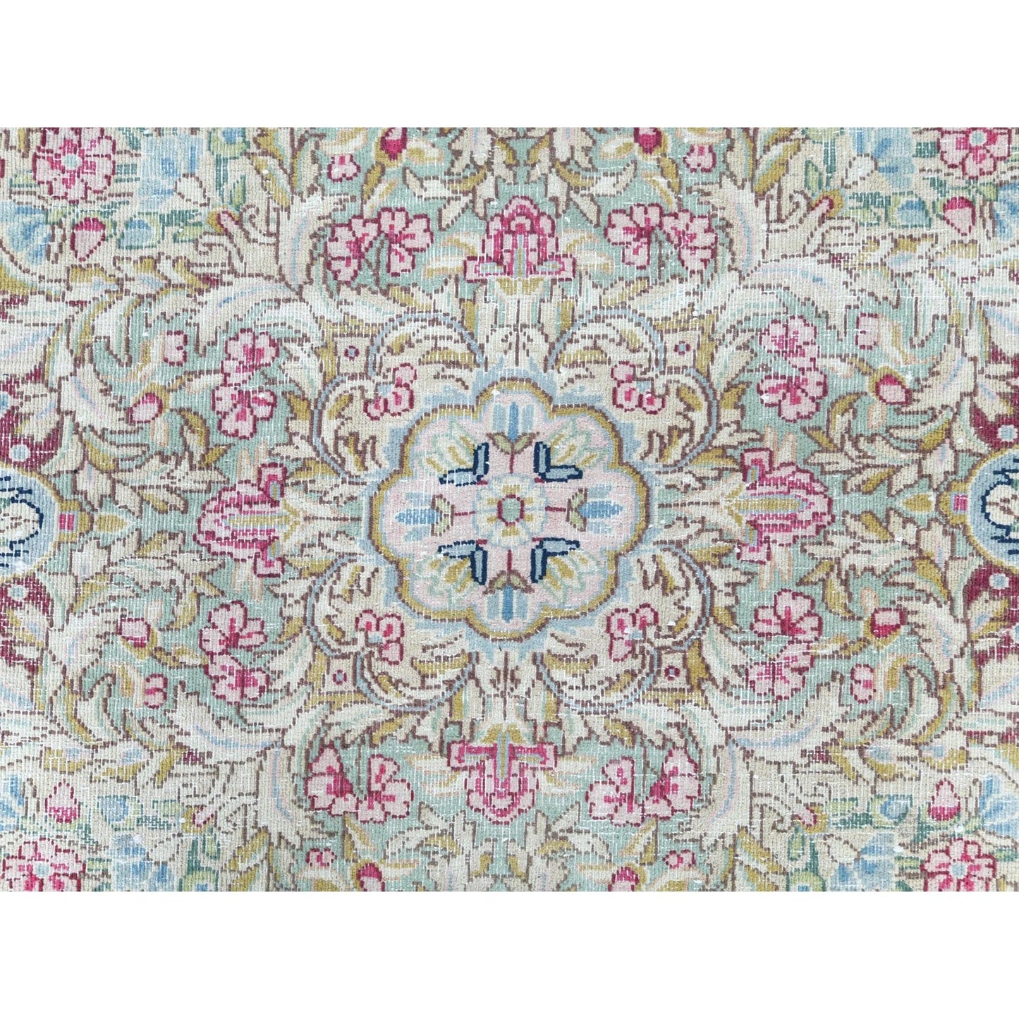 8'6"X11'2" Worn Wool, Hand Knotted, Blue, Vintage Farsian Karman, Rug