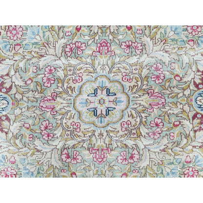 8'6"X11'2" Worn Wool, Hand Knotted, Blue, Vintage Farsian Karman, Rug