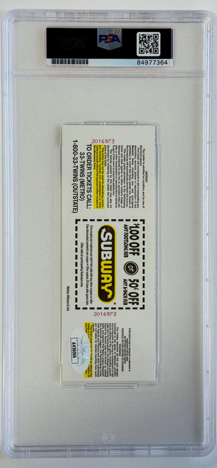 Eddie Murray Signed 3000Th Career Hit Ticket June 30 1995 (Psa) Mint 9