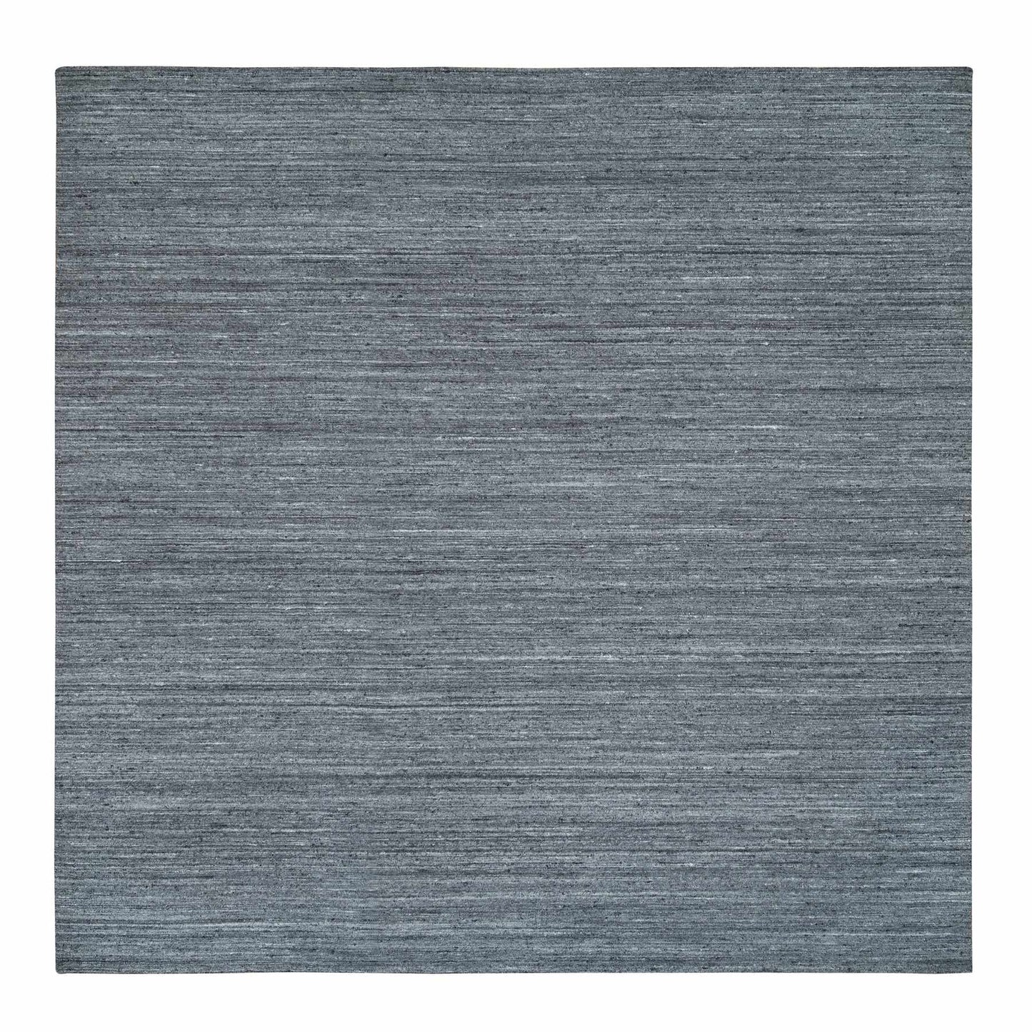 12'X12' Gray Modern Striae Design Natural Wool Hand Loomed Square Rug