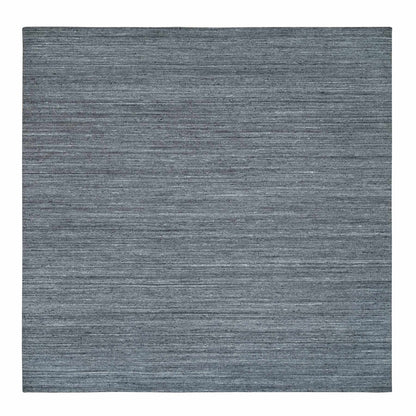 12'X12' Gray Modern Striae Design Natural Wool Hand Loomed Square Rug