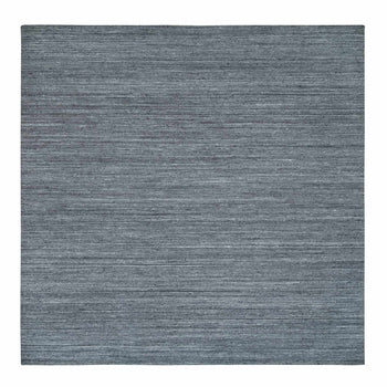 12'X12' Gray Modern Striae Design Natural Wool Hand Loomed Square Rug