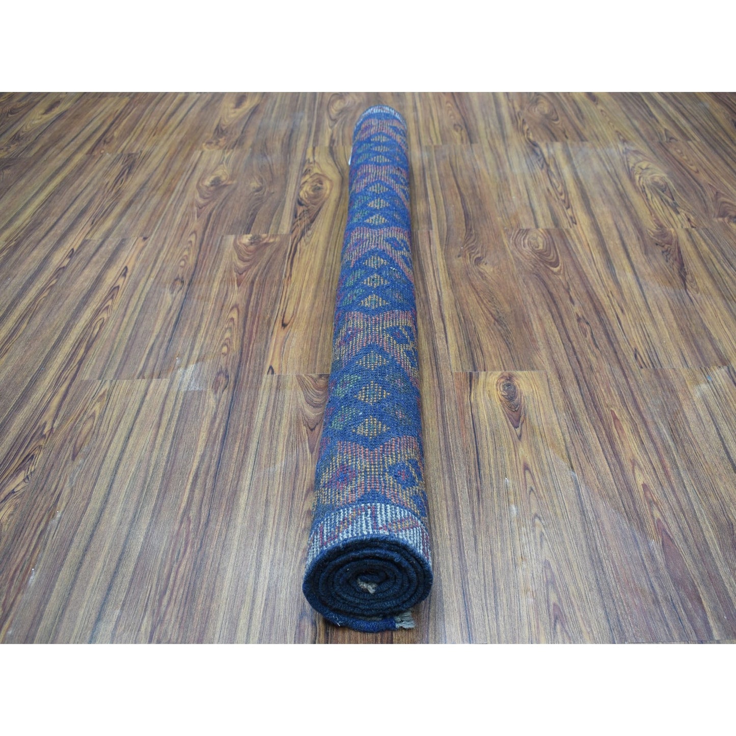 4'1"X5'8" Geometric Design Hand Made Wool Colorful Afghan Village Rug