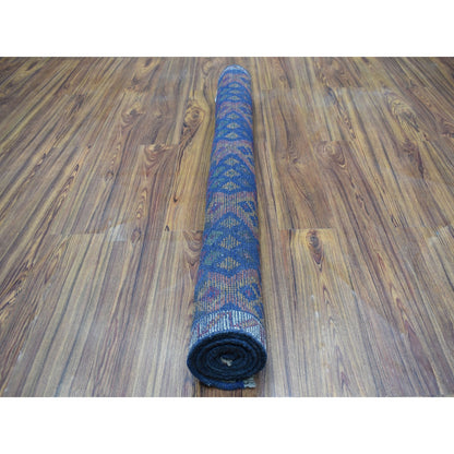 4'1"X5'8" Geometric Design Hand Made Wool Colorful Afghan Village Rug