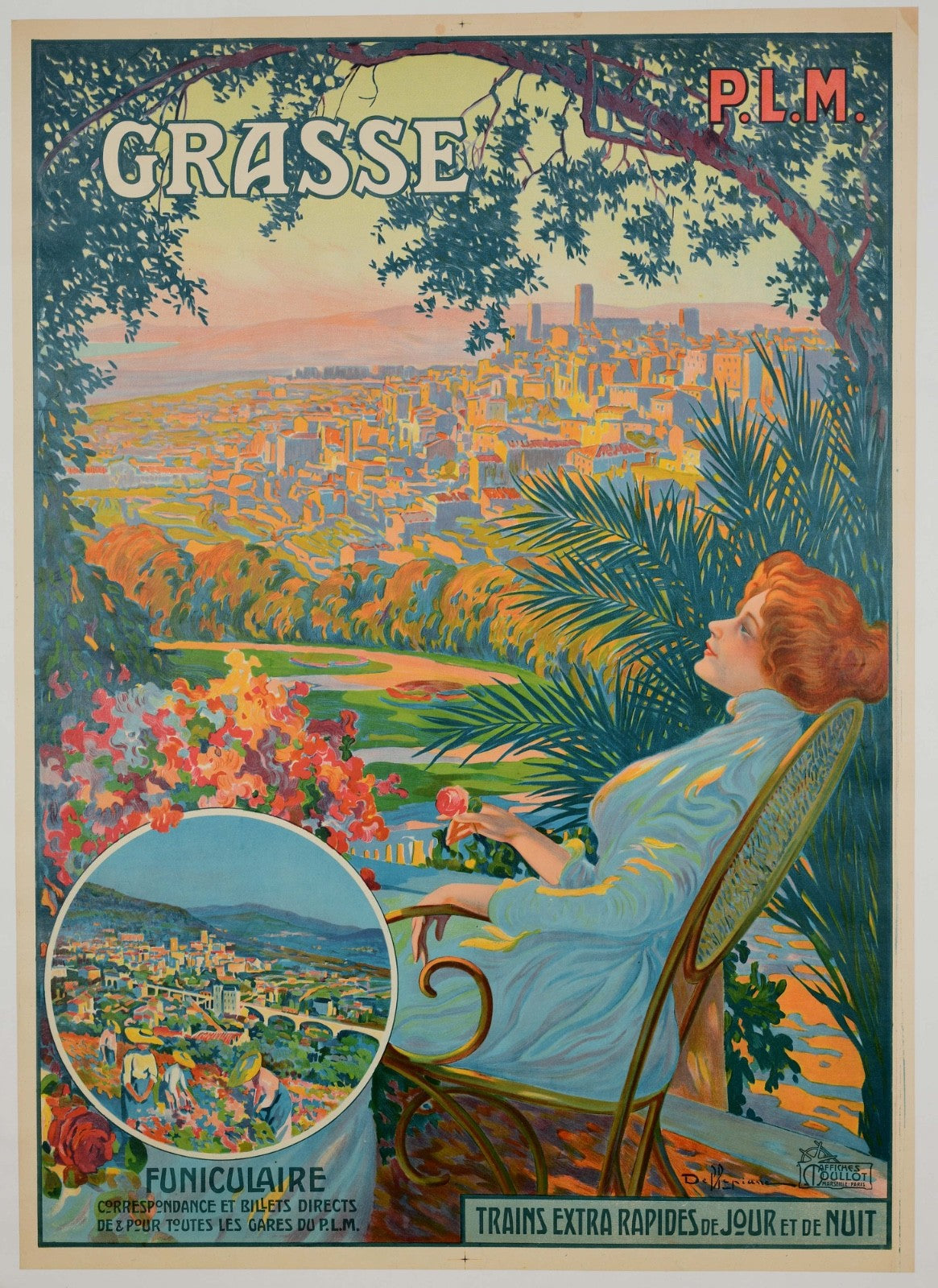 Rare Neo-Impressionist Plm Poster David Dellepiane C1890'S Stone Litho Travel