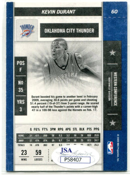 Kevin Durant Autographed 2009-10 Panini Contenders Playoff Card #60 (Jsa)