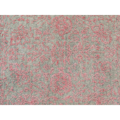 2'6"X11'10" Wool & Art Silk Erased Design Runner Hand Loomed Jacquard Rug