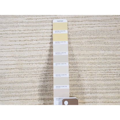 2'1"X2'1" Ivory Modern Design Silk Textured Wool Hand Loomed Square Rug