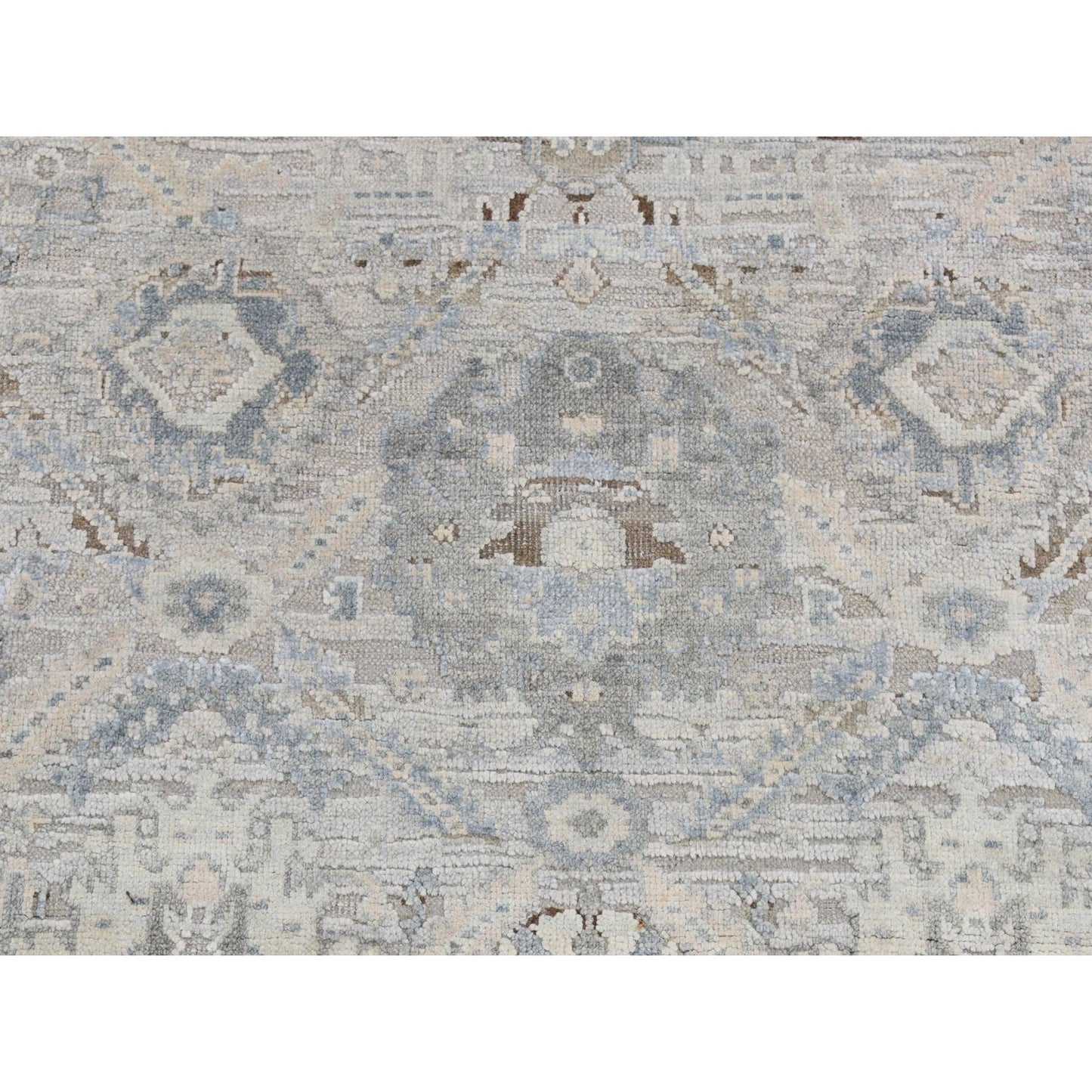 3'X5'3" Blue Silk With Wool Mughal Inspired Design Hand Knotted Rug