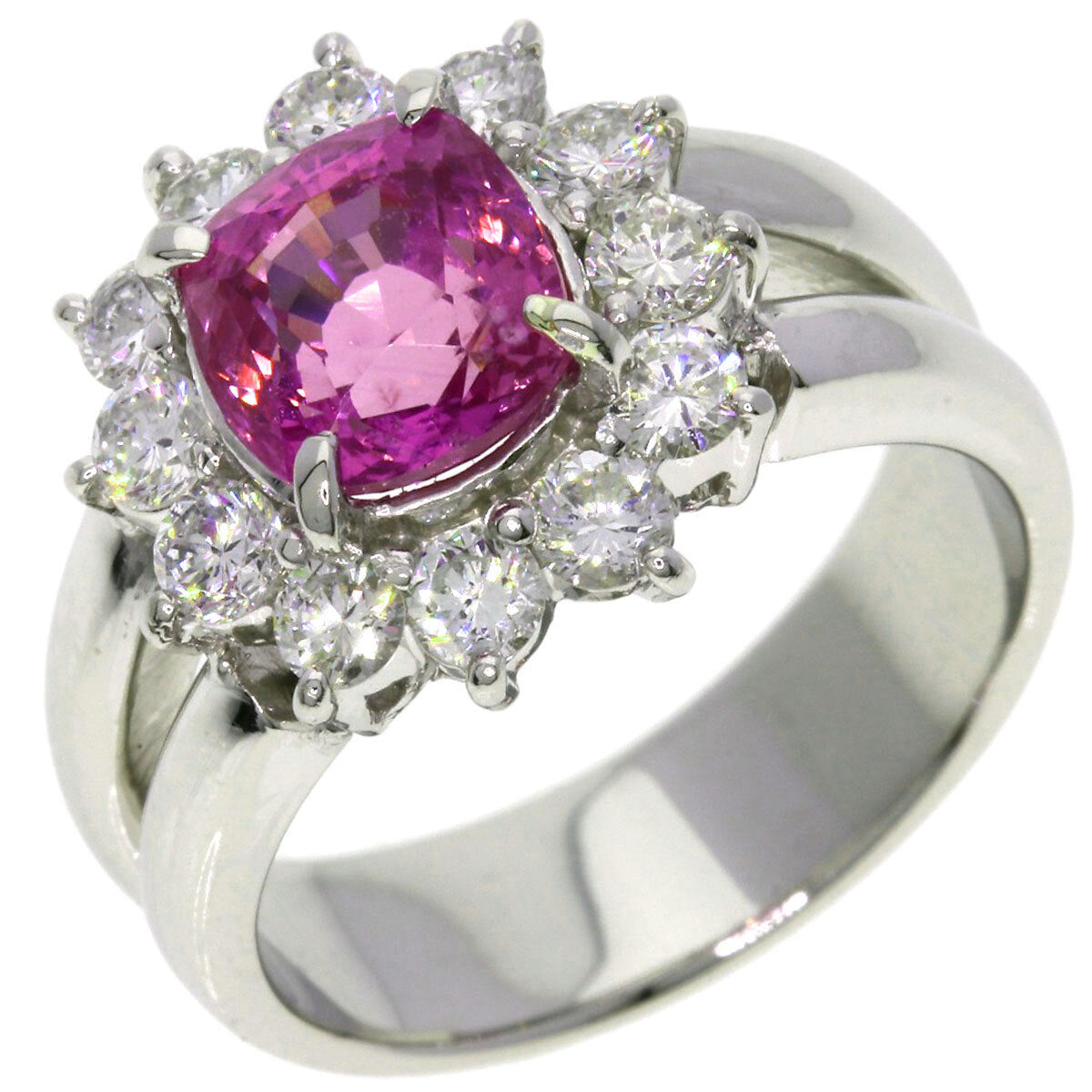 2.17Ct Pink Sapphire Ring Platinum Pt900 11G