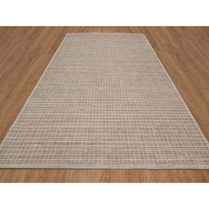10'2"X14' Sand Brown Modern Plain Decor Box Design Hand Loomed Wool Rug
