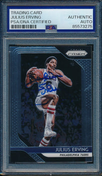 Julius Erving Hof Signed On Card 2018-19 Panini Card #95 76Ers Psa/Dna 198490