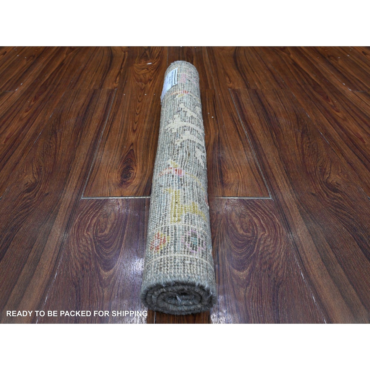 2'1"X3'3" Sea Gray Hand Knotted Afghan Angora Oushak Mat Oriental Rug