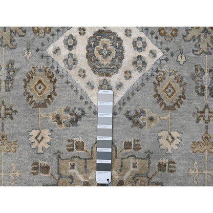 11'X11' Agreeable Gray Karjihooz 100% Wool Hand Knotted Squarish Rug