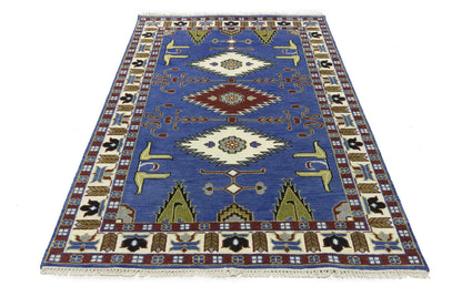 Kazak Oriental Area Rug Geometric Tribal Design