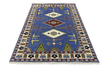 Kazak Oriental Area Rug Geometric Tribal Design