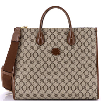 Gucci Structured Top Handle Open Tote Gg Coated Canvas Medium