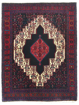 Geometric Design Hand-Knotted 4X5 ft Rare Vintage