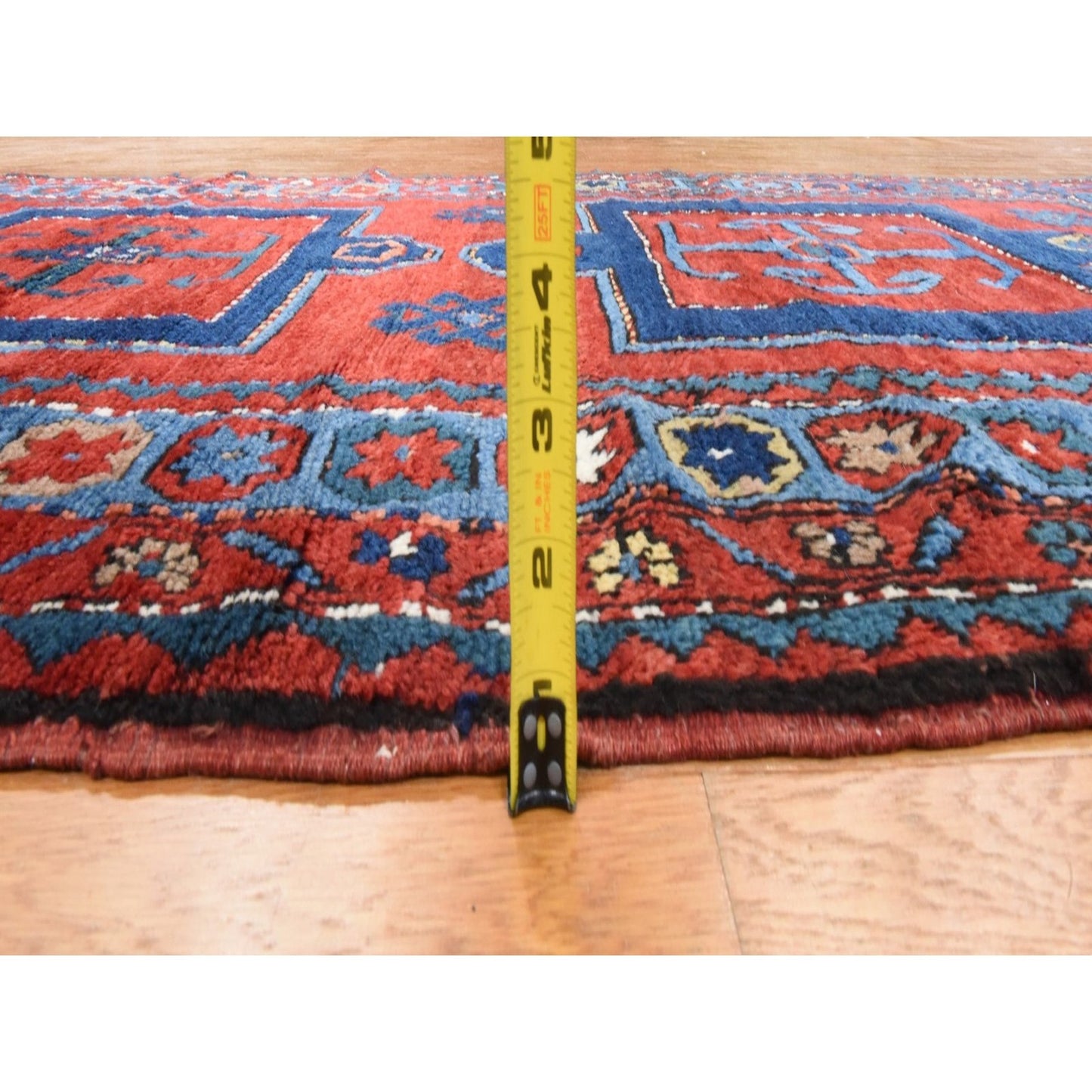 4'4"X8'2" Red Antique Caucasian Rug Armenian Kazak Pure Wool Hand Knotted