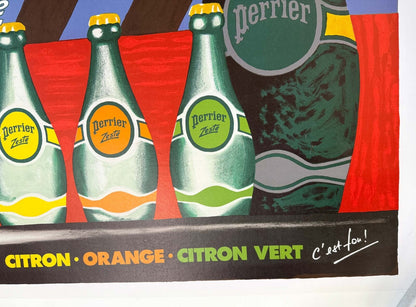 Villemot Bernard Vintage Poster Perrier Zeste Heavy Paper Linen