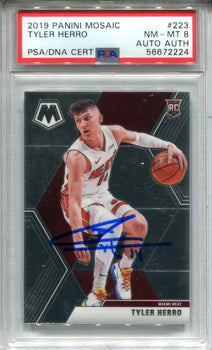 Tyler Herro 2019 Panini Mosaic #223 Psa Near Mint 8/Auto Authentic Card