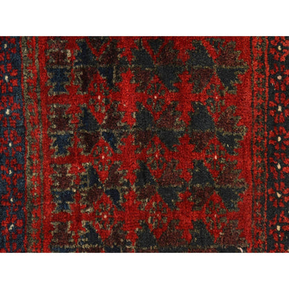 2'4"X2'4" Red Vintage Zoroastrian Saddle Bag Wool Hand Knotted Square Rug