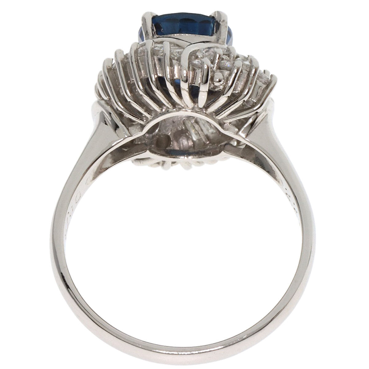 2.216Ct Sapphire Diamond Ring Platinum Pt900 7.71G