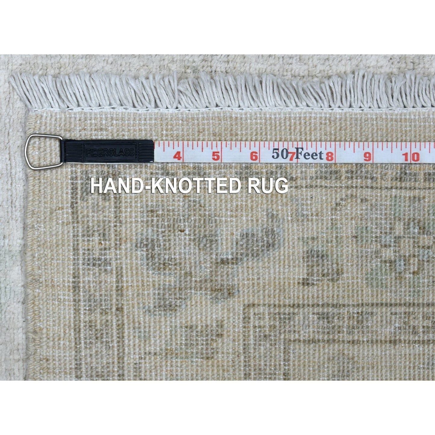 2'7"X5'10" Ivory Stone Wash Hand Knotted Peshawar Afghan Wool Runner Rug