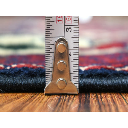 2'10"X10" Red Hand Knotted Afghan Khamyab Geometric Runner Wool Rug