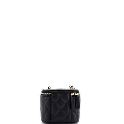 Chanel Vanity Case With Pearl Chain Quilted Lambskin Mini