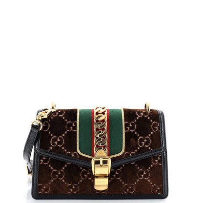 Gucci Sylvie Shoulder Bag Gg Velvet Small
