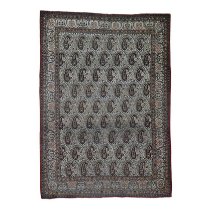 6'3"X8'9" Ivory Antique Good Condition Paisley Design Oriental Rug