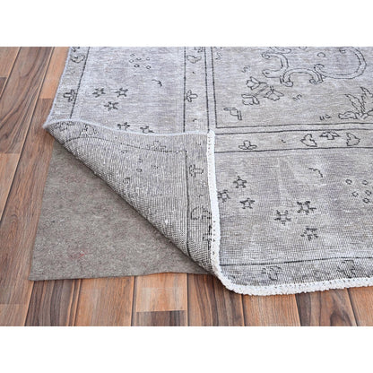 9'6"X12'4" Silver Hand Knotted Silver Wash Rug