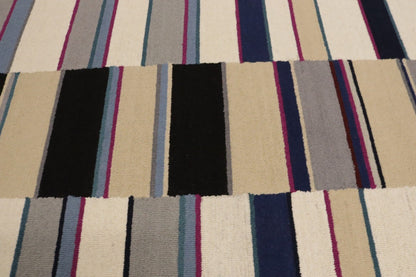 Kids Room Modern Rug Multicolor Stripes 5X8 Hand-Tufted Contemporary Wool Carpet